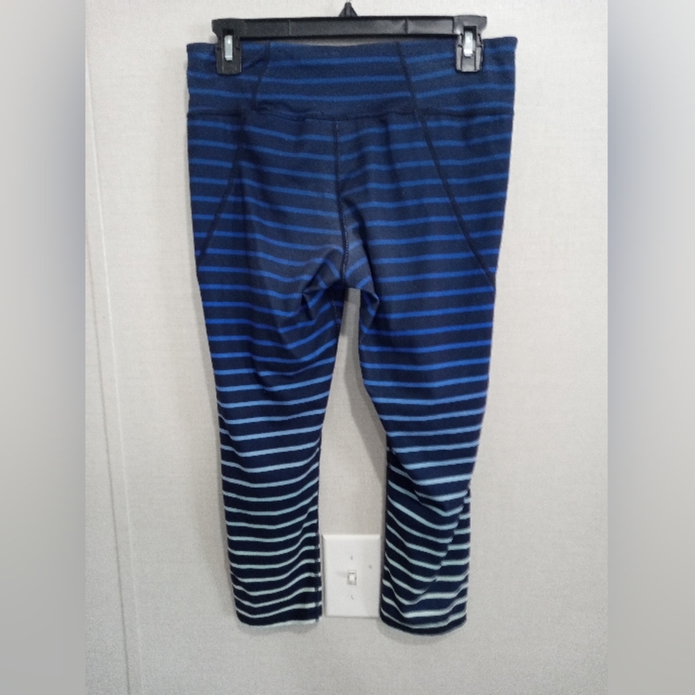 Betsey Johnson Pants Medium Give Love Get Love Blue Striped Yoga Athletic Calf - Picture 6 of 13